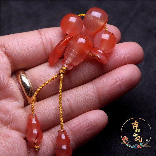 南红玛瑙三通套装diy文玩配饰