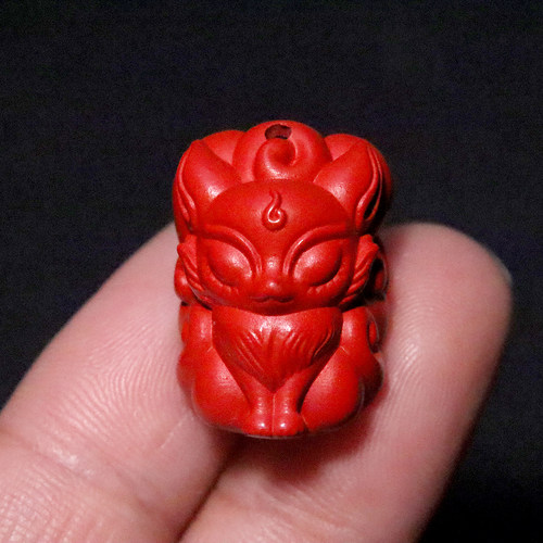 保真朱砂红砂九尾狐吊坠挂件车包手机挂菩提手串长串diy文玩配饰