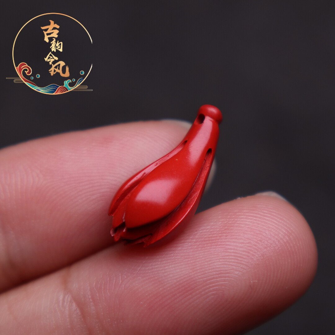 保真朱砂卡子玉兰花饰品