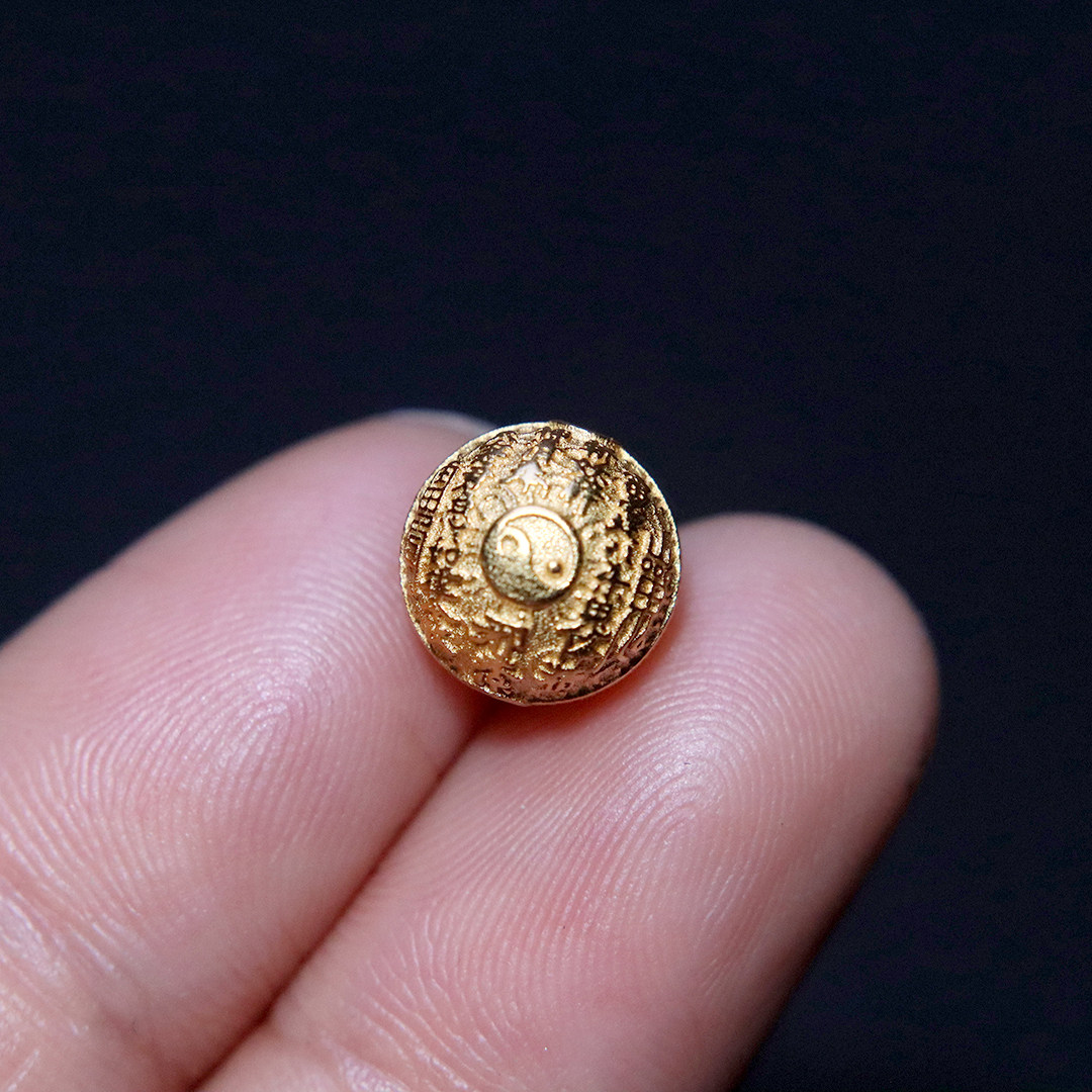 925纯银银镀金山鬼花钱太极圆珠