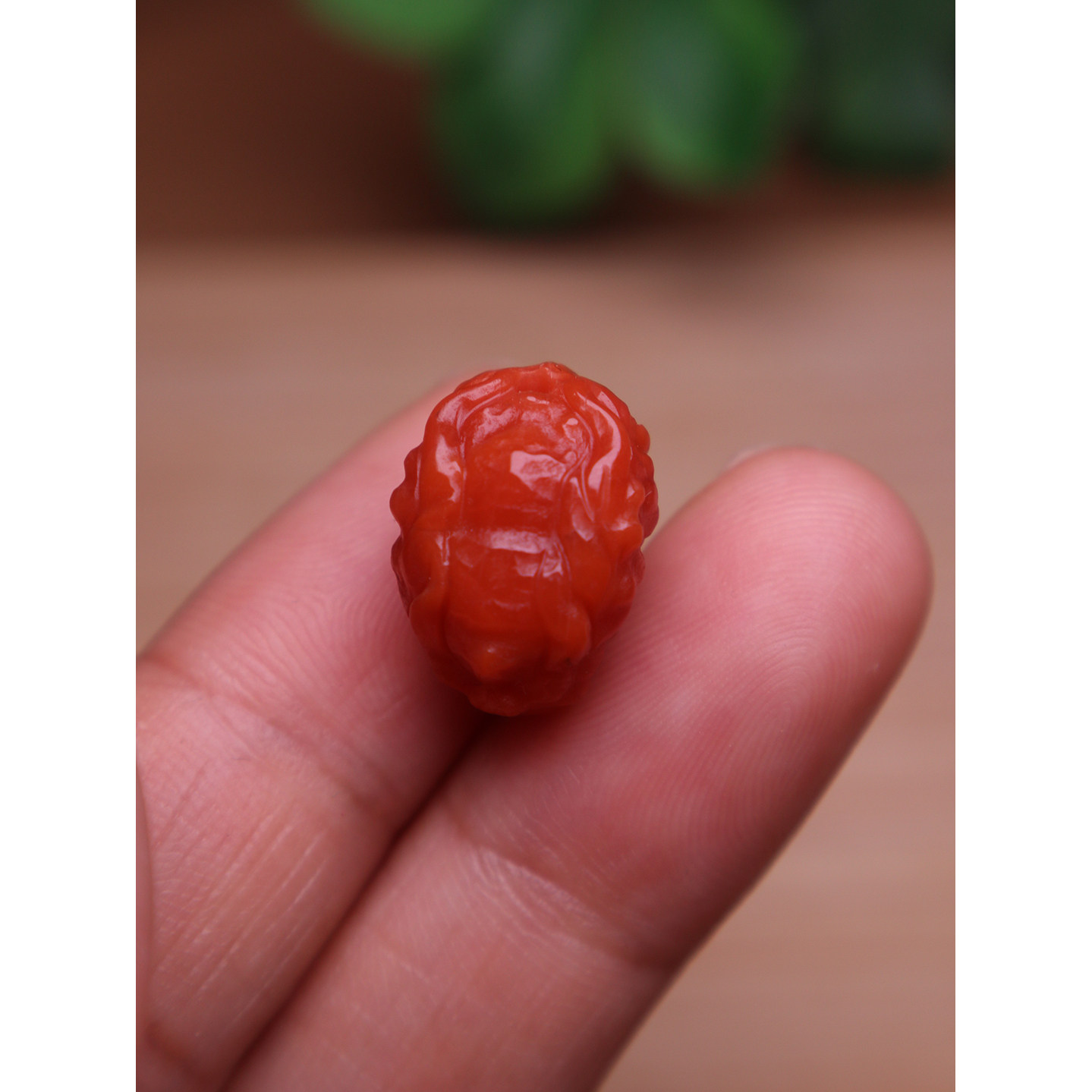 南红玛瑙般若兽面背云隔珠配饰