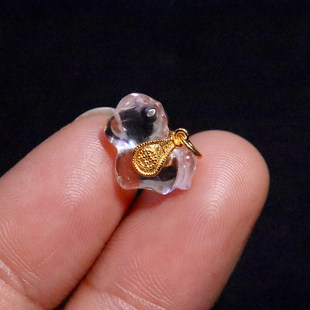 原创足银925银镀金镶嵌水晶马到成功顶腰珠手串diy文玩配饰配件