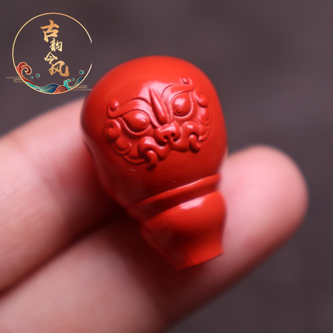 三通佛头文玩配饰朱砂diy饰品