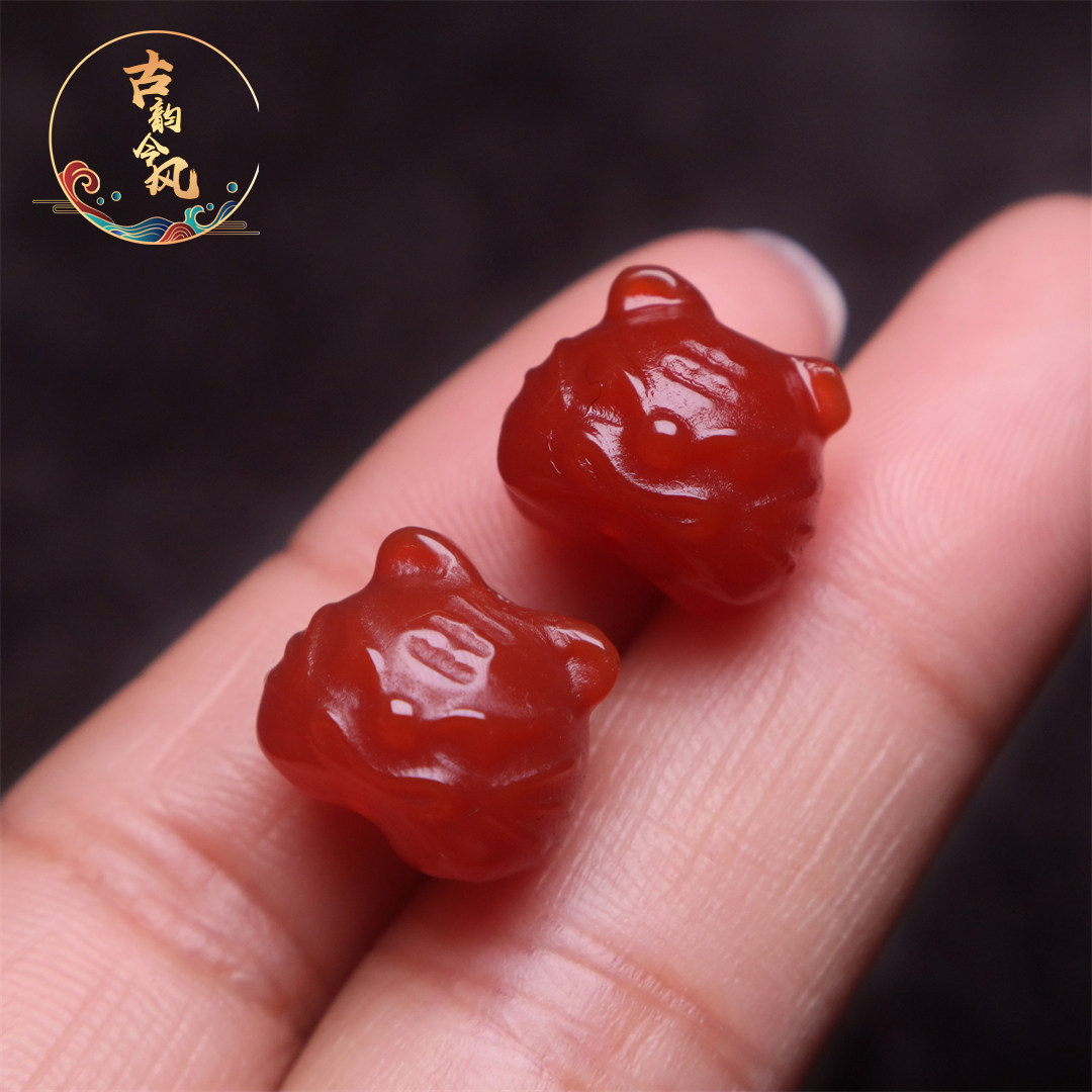 西藏天珠小老虎腰珠背云隔珠配饰