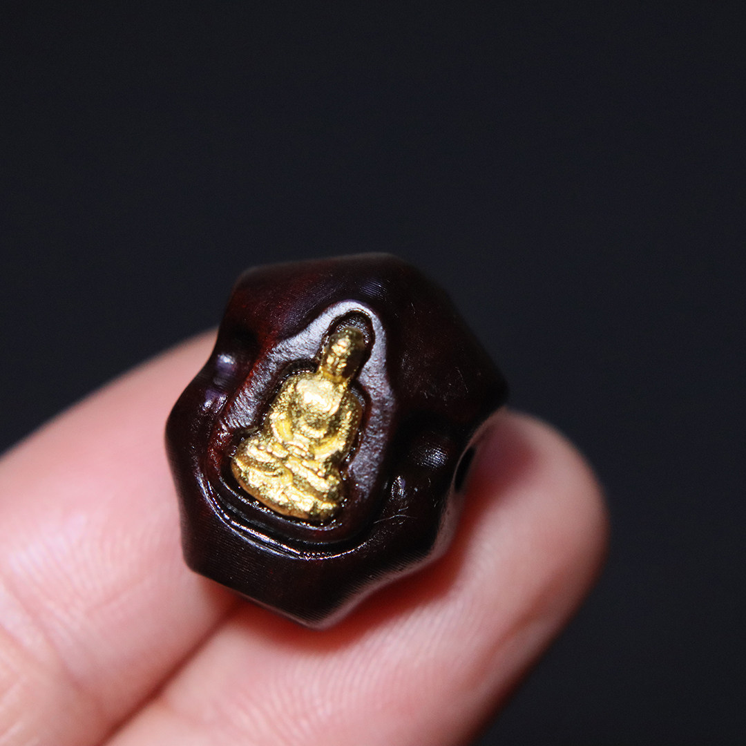 天然檀木无相佛鲨鱼背三通佛头