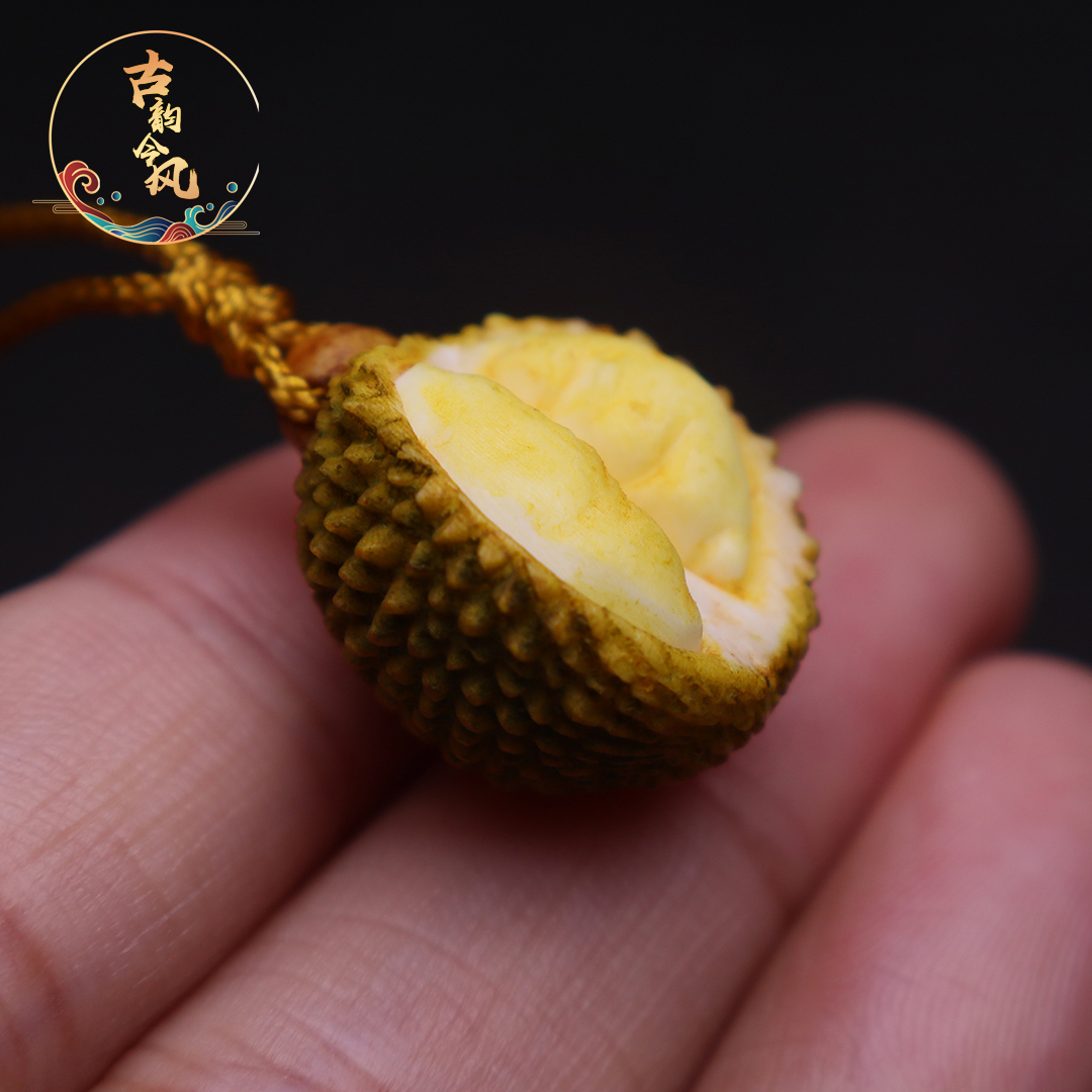 鹿角根付榴莲吊坠侧挂挂件配饰