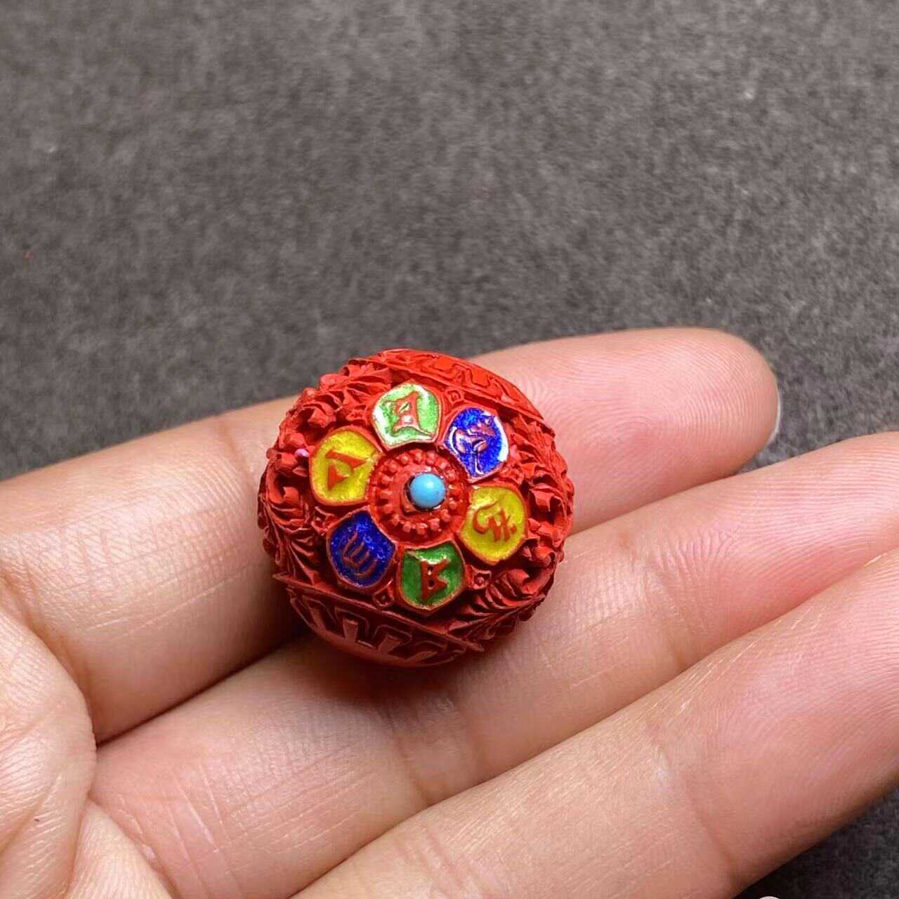 天然朱砂彩绘散珠配珠