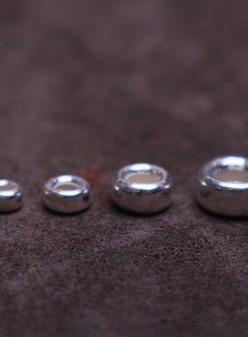 原创足银999素面光面卡环扣子隔圈隔片菩提手串长串diy文玩配饰