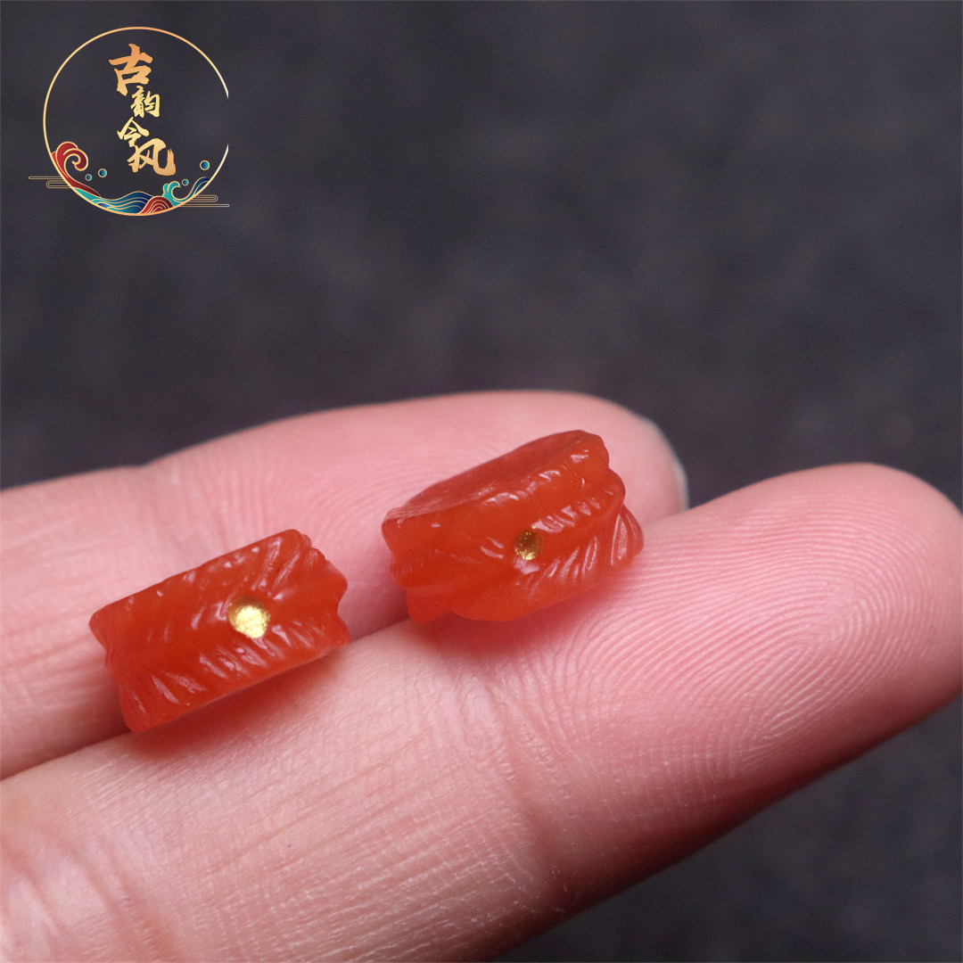 南红玛瑙羽毛扣隔珠隔片扣子配饰