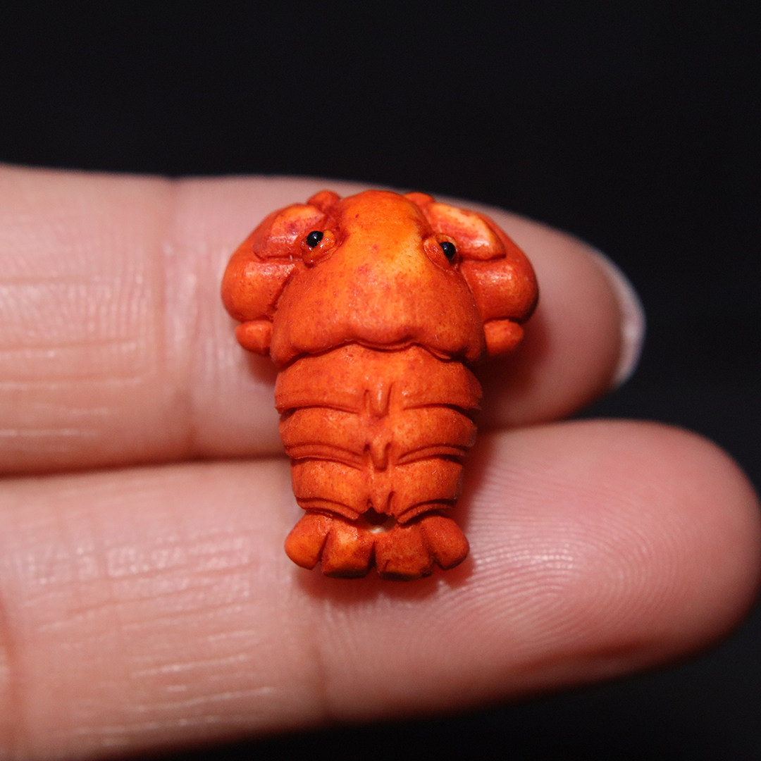 手工鹿角根付龙虾提溜侧挂吊坠挂件手机包挂菩提手链手串文玩配饰