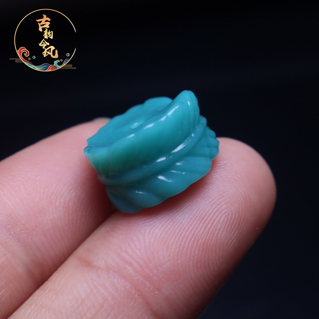 雪巴琉璃果冻料松石色羽毛扣隔珠顶珠菩提手串108长串diy文玩配饰