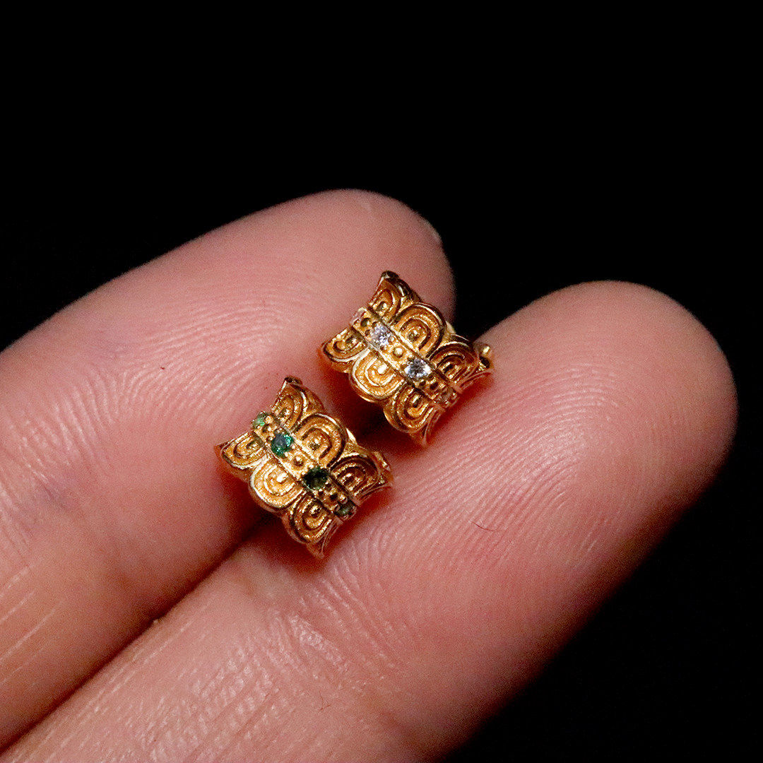 原创925银镀金并蒂莲花隔珠