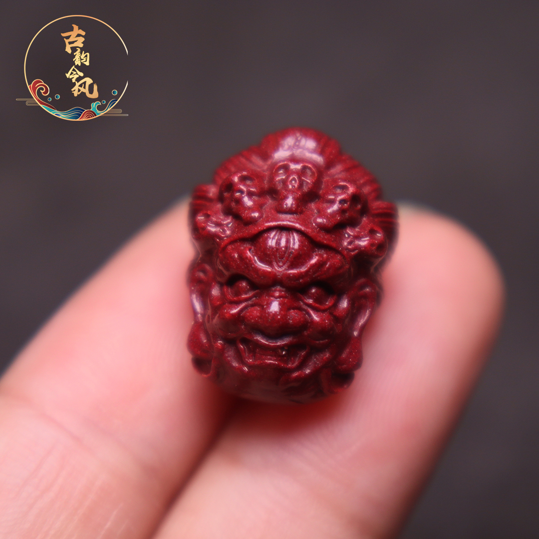 保真朱砂大黑天背云吊坠侧挂配饰