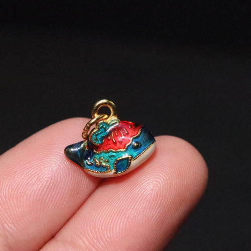 925银镀金鲸鱼彩绘挂坠DIY