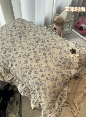ins韩国博主风小碎花棉麻荞麦枕