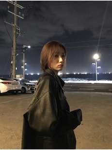 2025春秋新款百搭黑色复古宽松BF帅气韩版学生pu皮衣女外套情侣装