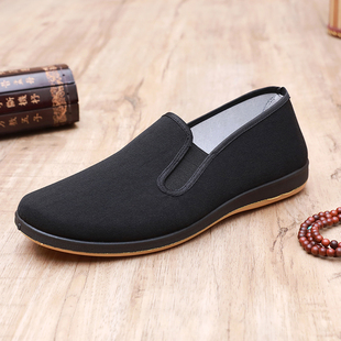 布鞋 夏季 圆口舒适休闲软底黑色圆头中老年中式 男士 透气老北京布鞋