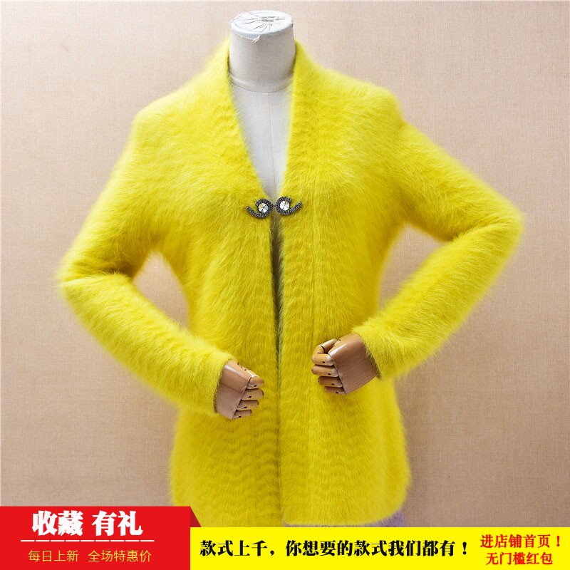 超气质秋冬时尚减龄亮黄色波浪条纹披风ins长毛貂绒修身外套女565