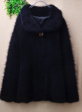 超气质秋冬优雅风黑色娃娃领ins长毛貂绒韩版宽松慵懒外套女1168