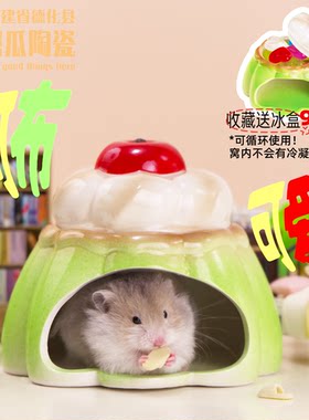 布丁仓鼠金丝熊陶瓷窝送冰盒