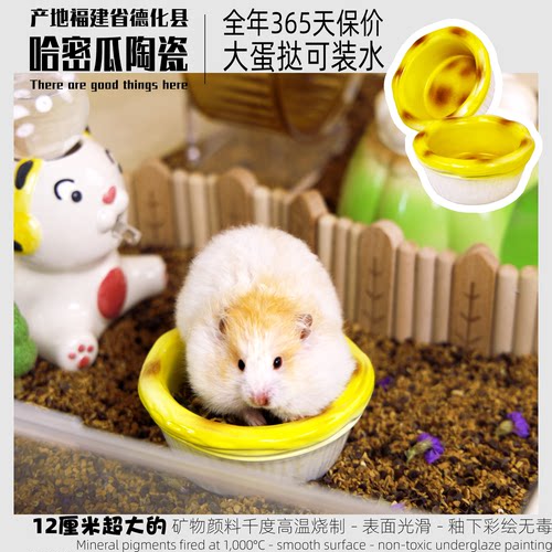 蛋挞仓鼠金丝熊陶瓷食盆喂食器