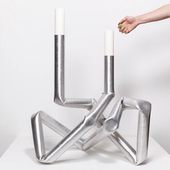 Penno系列手工铝制艺术感落地烛台装 丹麦原装 进口 饰品摆设极简