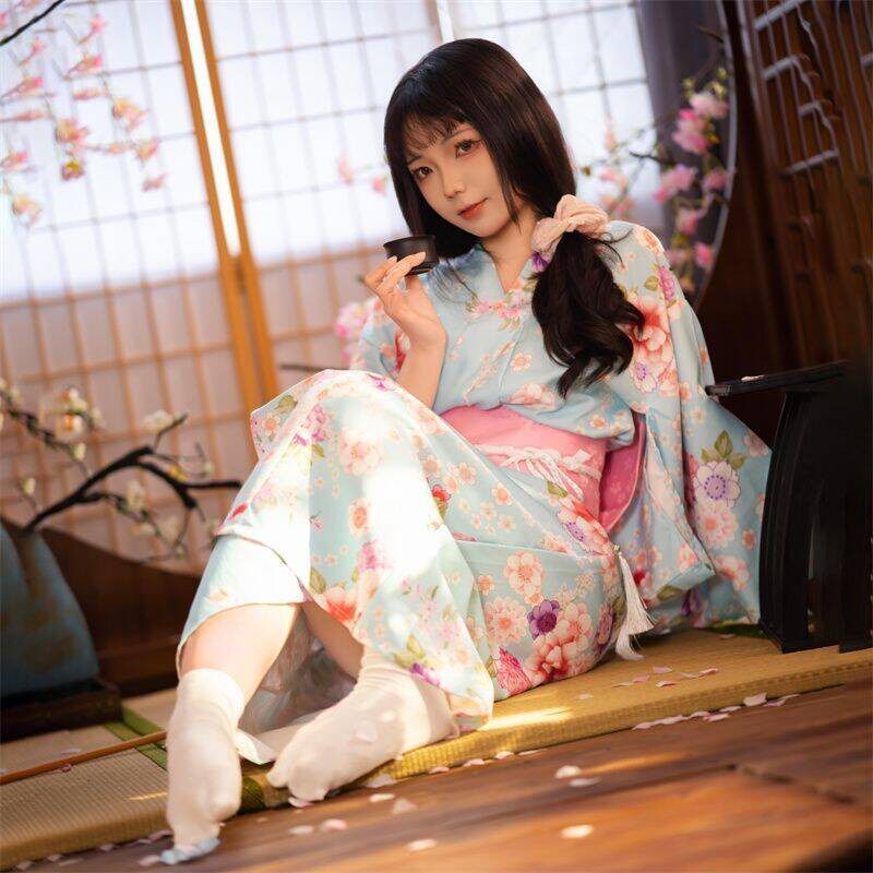 和服cos女正装传统日本可爱神明少女改良日系日式美容日料店和服