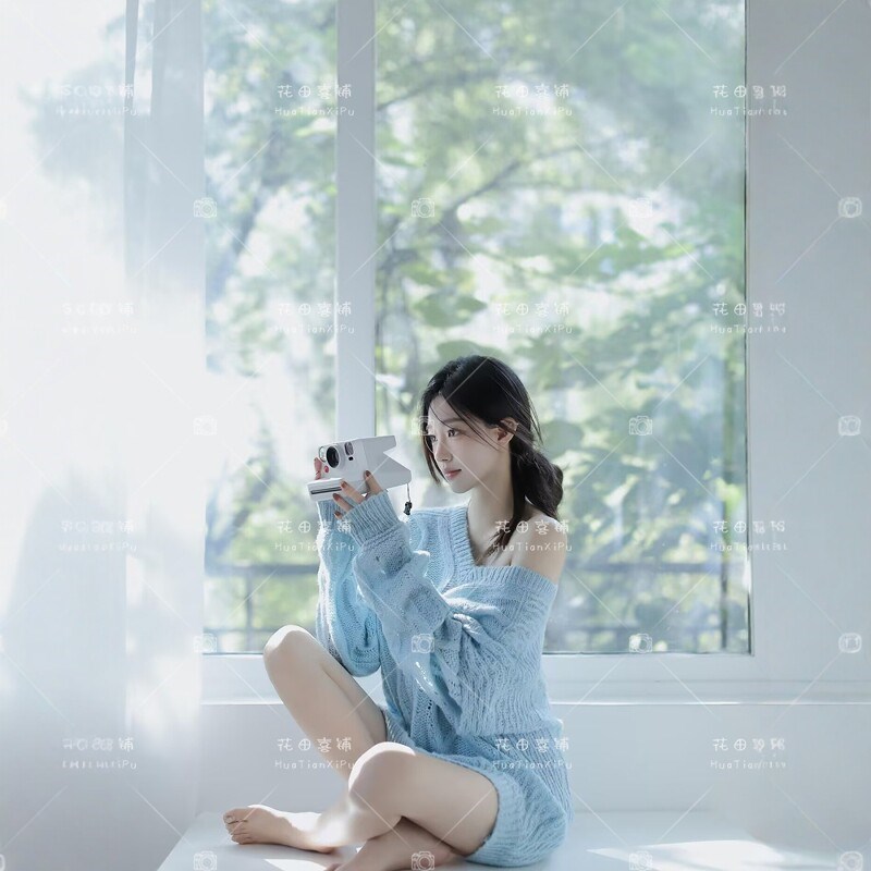 韩系纯欲慵懒毛衣少女写真照相馆艺术照个人可爱小清新简约摄影服