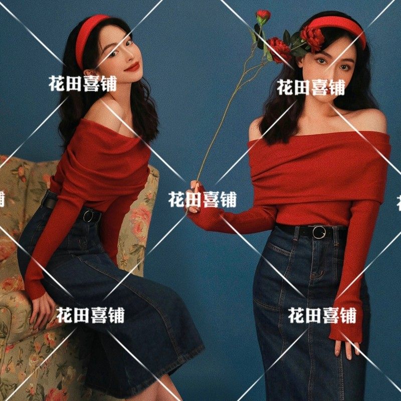 2025秋冬新款毛衣复古港风写真服装时尚少女画报风艺术照摄影演出