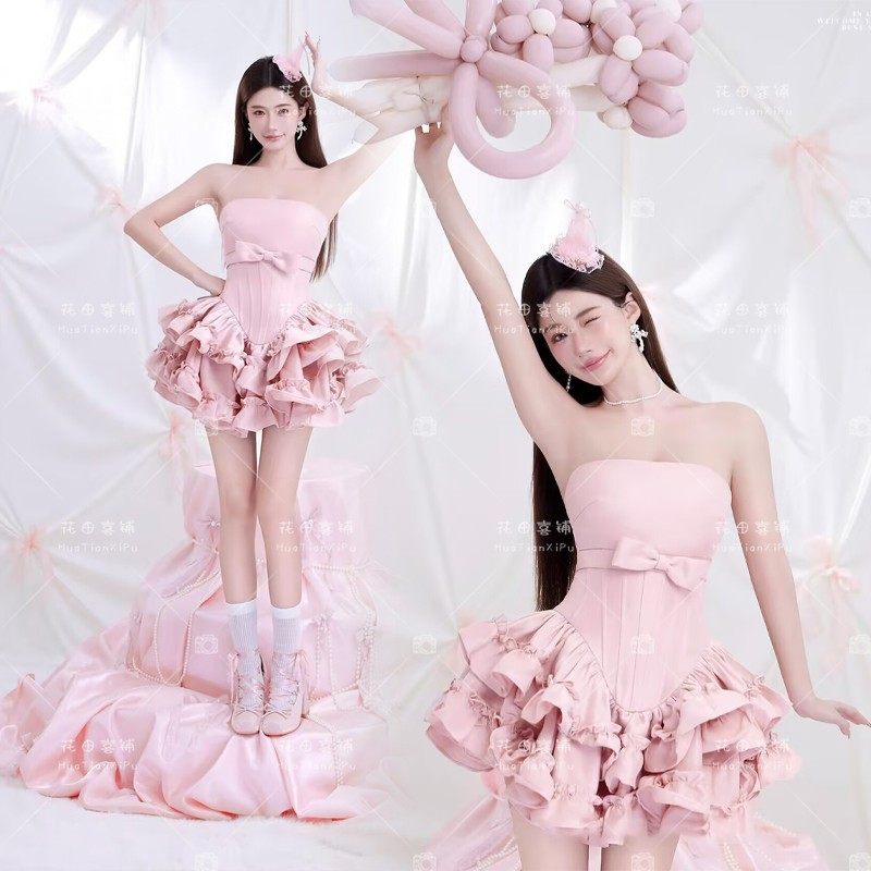 2025影楼韩系氛围感甜美公主风生日主题蓬蓬裙高定写真拍照礼服,男装,其他民族服装,淘宝优惠券,粉丝福利购,淘宝优惠卷