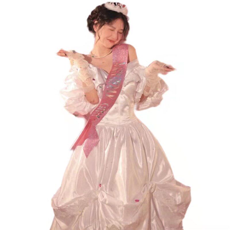 昭和时代复古婚纱照相馆少女生日主题写真礼服日系绶带公主裙艺术
