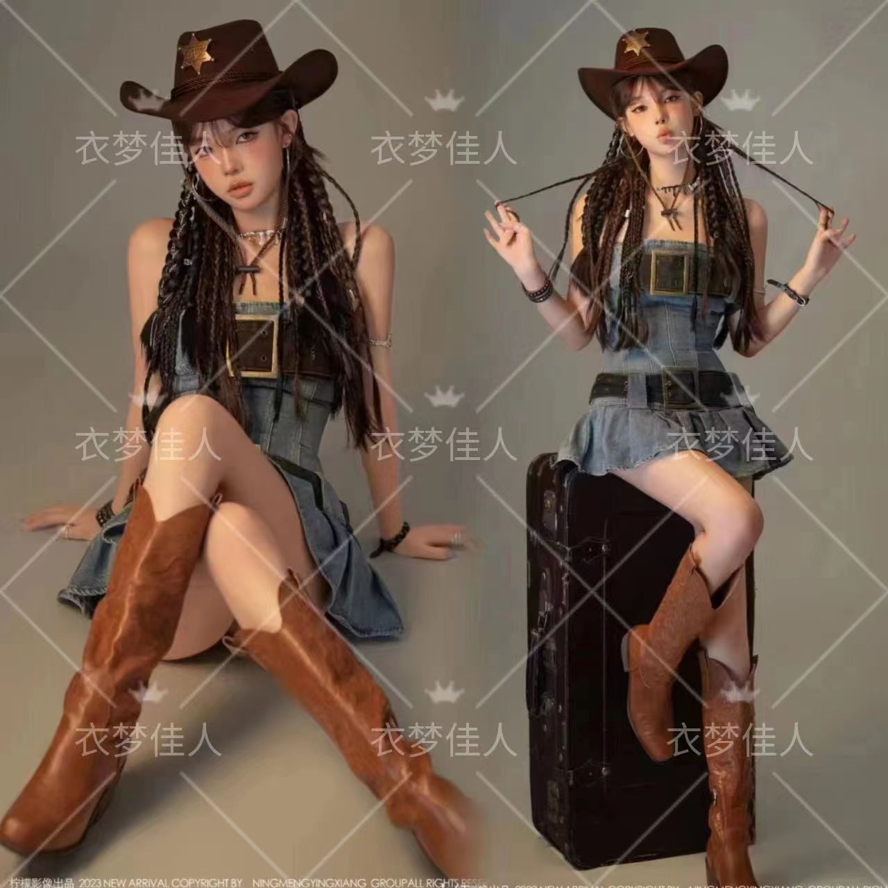 影楼新款辣妹西部牛仔风写真少女艺术照摄影性感时尚舞台演出服装
