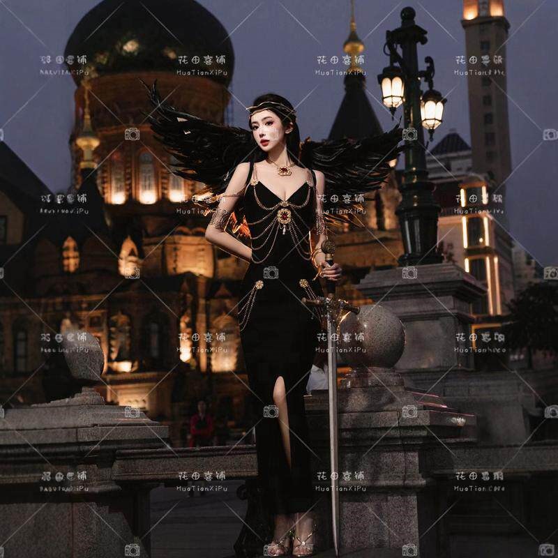 2026万圣节照相馆写真埃及艳后COS动漫精灵暗黑天使舞台摄影演出