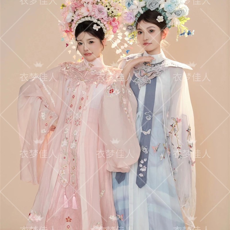 影楼新款浔埔女簪花主题明制汉服闺蜜写真民族风室内艺术照摄影服