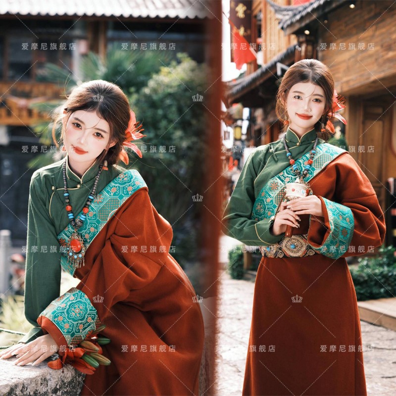 新款藏袍旅拍写真服装藏装藏服藏式少数民族藏族西藏舞蹈服饰爆款