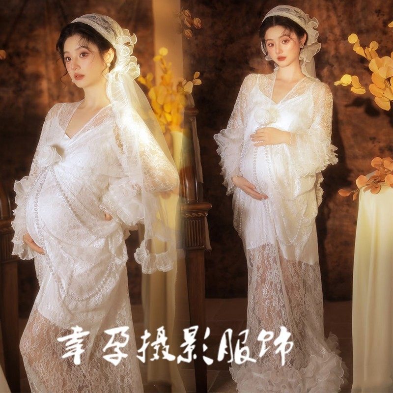 影楼孕妇新款服装法式复古蕾丝油画风连衣裙写真艺术照孕妈咪摄影,个性定制/设计服务/DIY,动漫/cos制服定制/加工,淘宝优惠券,粉丝福利购,淘宝优惠卷