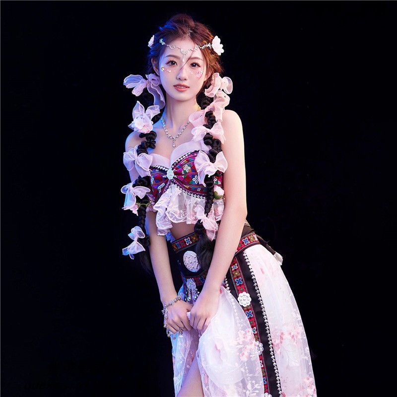 西双版纳哈尼装民族服装肚皮舞性感表演服影楼拍照主题服演出服
