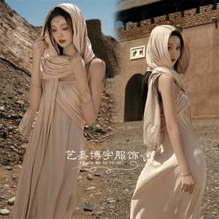 影楼希腊连衣裙油画复古抹胸埃及度假沙漠废土风仙女裙艺术感裙子