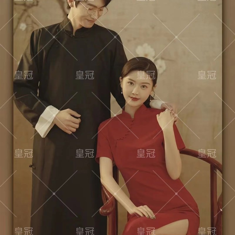 影楼主题摄影民国风复古情侣旗袍艺术照摄影新款时尚礼服写真服装