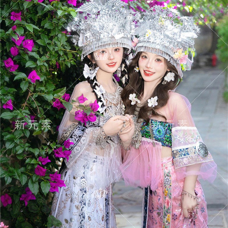 云南大理新款闺蜜苗疆少女民族服装苗族服饰西域民族风旅拍摄影服