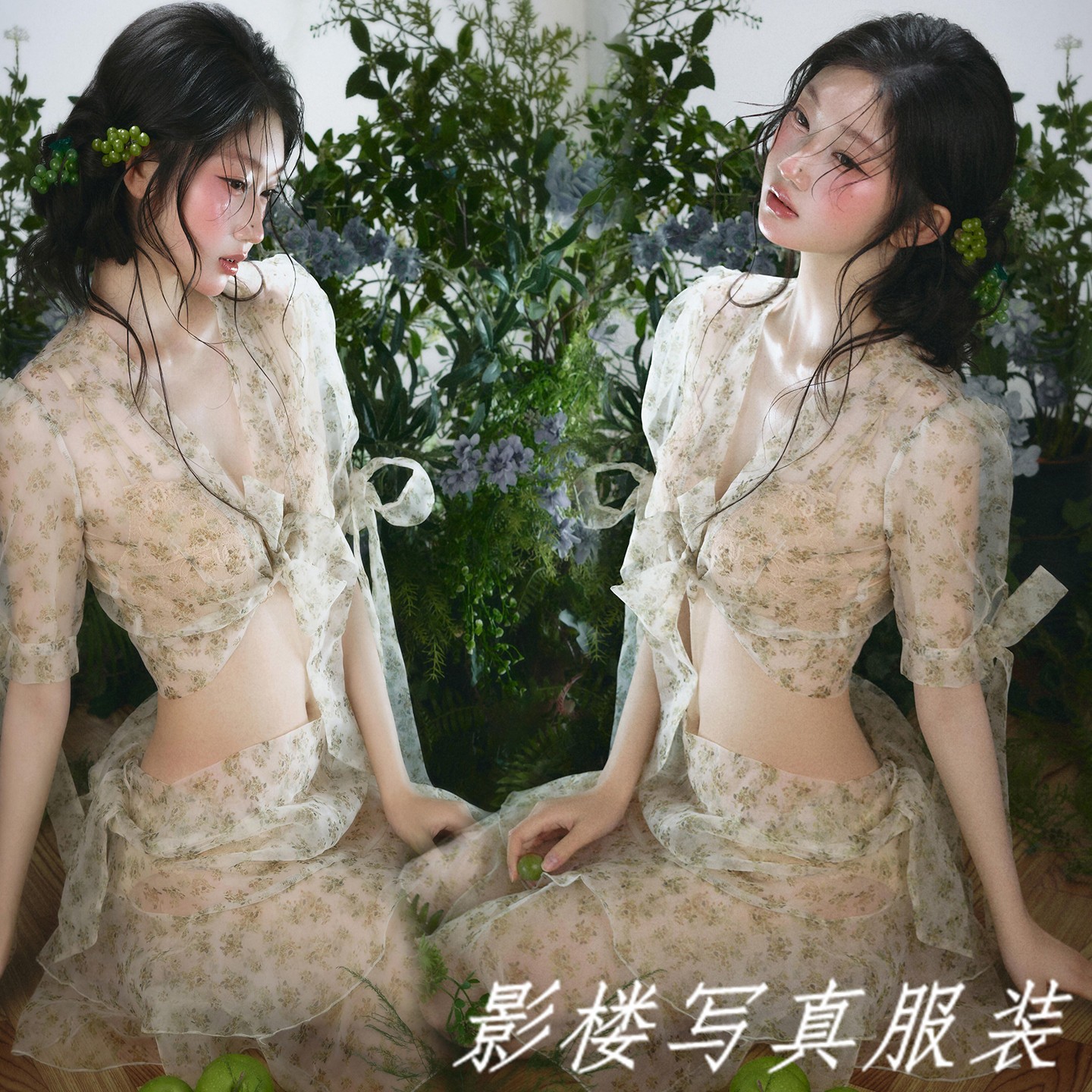 影楼新款早春拍照主题韩系小清新连衣裙私房氛围感写真摄影艺术照