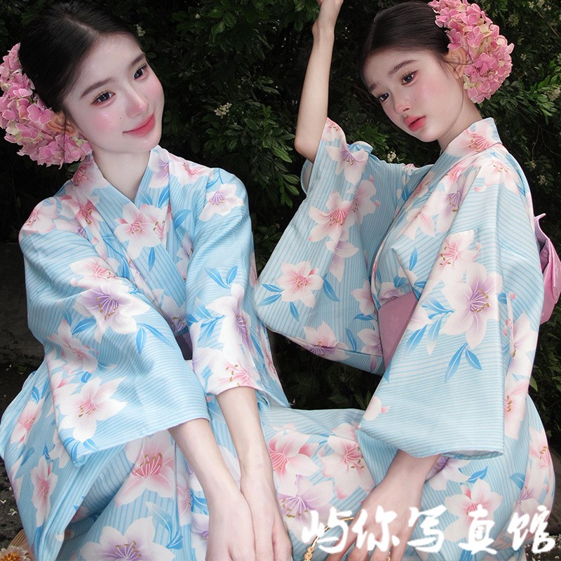 影楼新款个人日式樱花少女改良浴袍和服甜美小清新艺术拍照摄影服