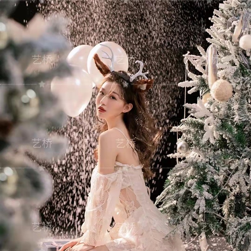 新款秋冬雪景圣诞写真主题服装少女私房纯欲风新年艺术照摄影服饰