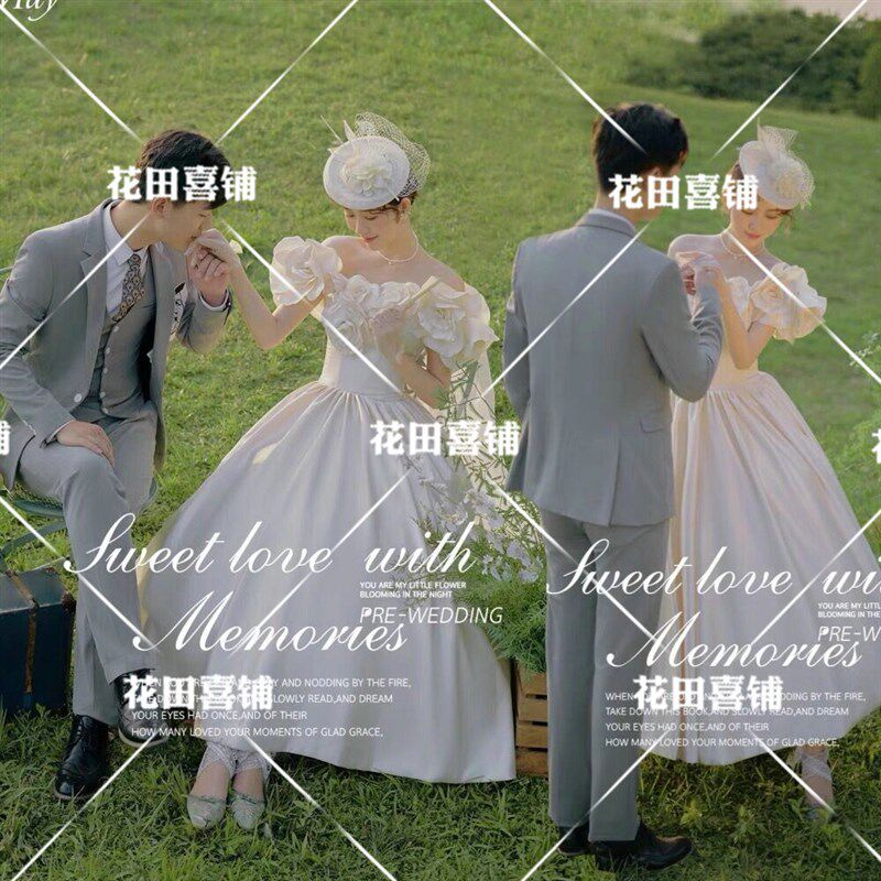 新款影楼唯美森系主题服装浪漫法式婚纱摄影复古写真外景拍照礼服