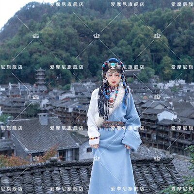 新款藏袍藏式网红藏装藏族服装民族舞蹈演出服饰西藏旅拍写真