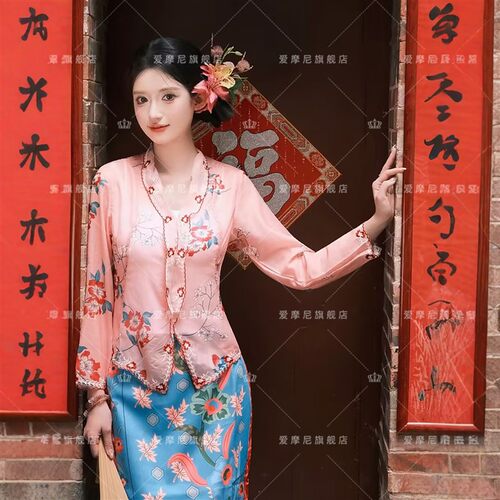新款泉州簪花小娘惹服装女旅拍小清新少数民族服装写真摄影服套装