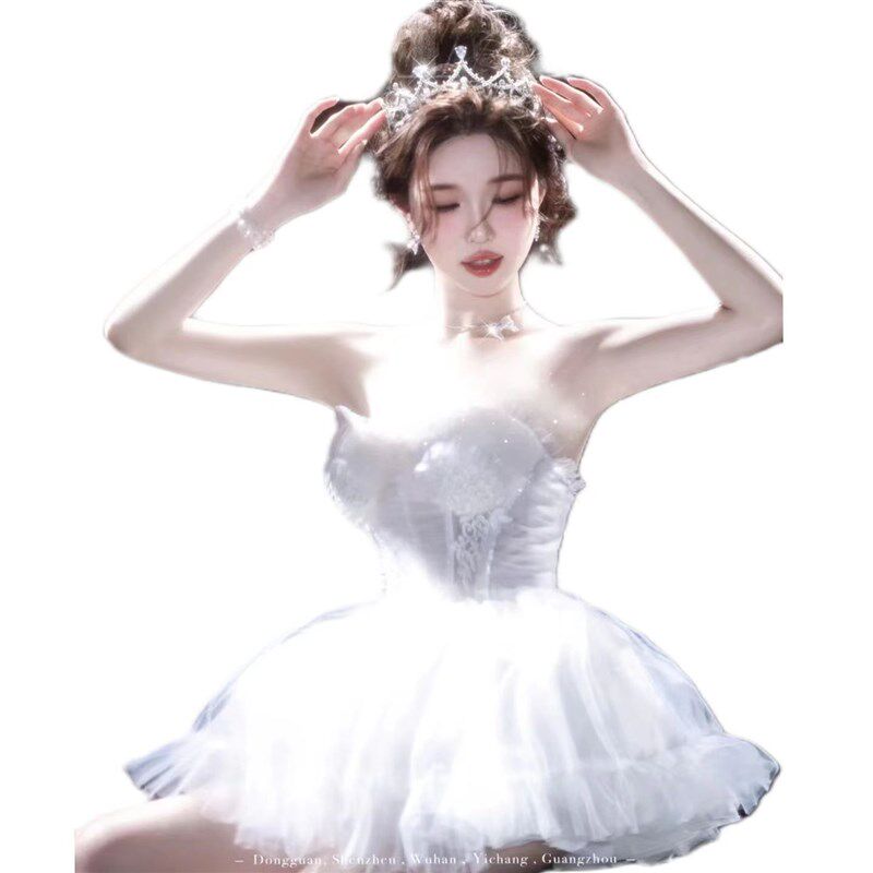 影楼主题服装甜美梦幻精灵少女写真天鹅芭蕾小礼服纱裙舞台演出服