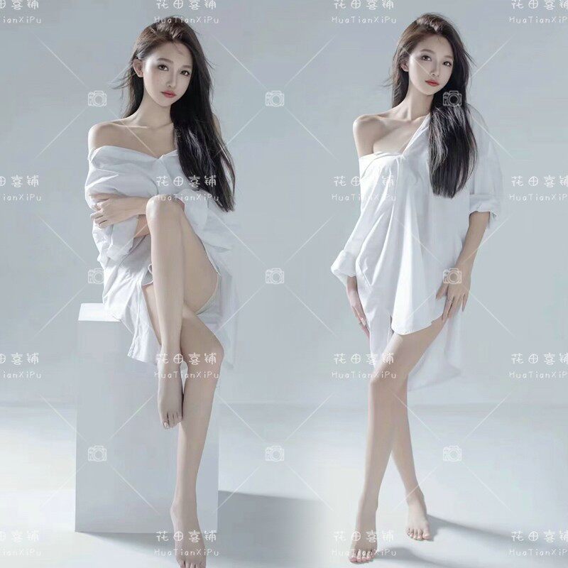 影楼新款拍照服装光影清冷纯欲氛围感写真少女白色衬衣艺术照摄影