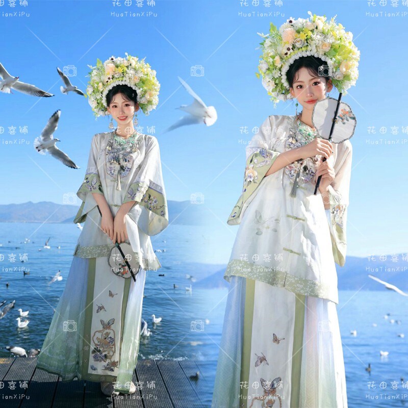 新款大理海边浔埔女汉元素簪花明制改良马面裙外景旅拍写真服装