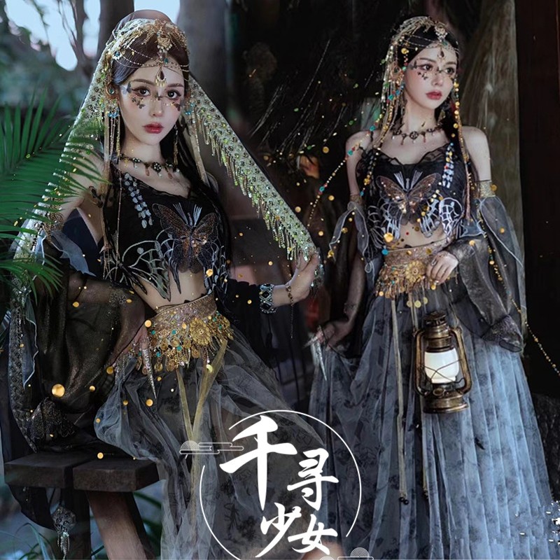 敦煌风汉服女哈尼异域风情西域大漠公主西双版纳傣族个人拍照服装